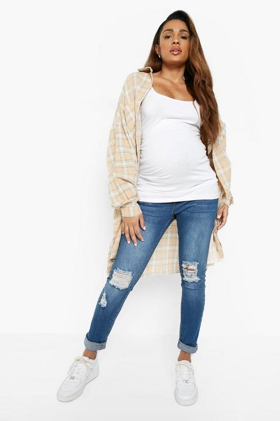 boohoo Maternity Over The Bump Rip Skinny Jeans 1
