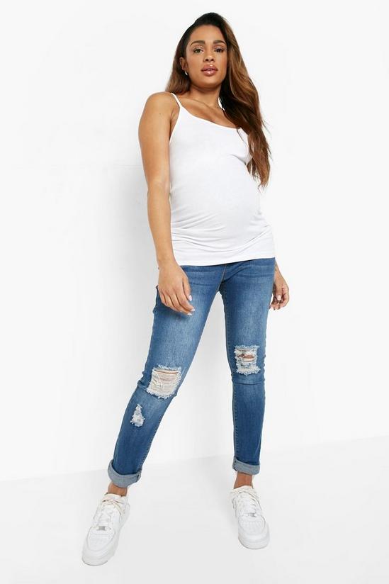 boohoo Maternity Over The Bump Rip Skinny Jeans 4