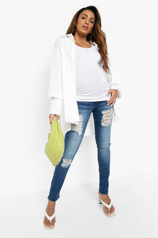 boohoo Maternity Rip Skinny Over The Bump Jeans 1