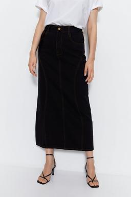 Denim Panelled Maxi Skirt