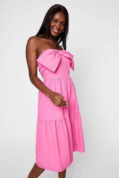 Bow Front Tiered Midi Dress