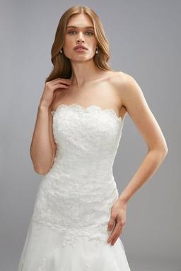 Lace Sweetheart Fishtail Wedding Dress With Full Skirt