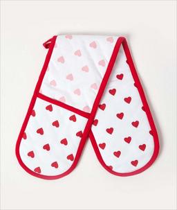 Red Hearts Cotton Double Oven Glove
