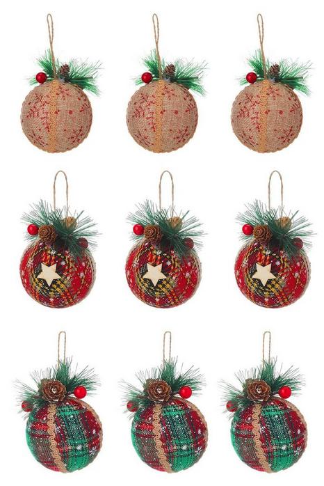 Set of 9 Christmas Ball Ornaments Hanging Decoration 