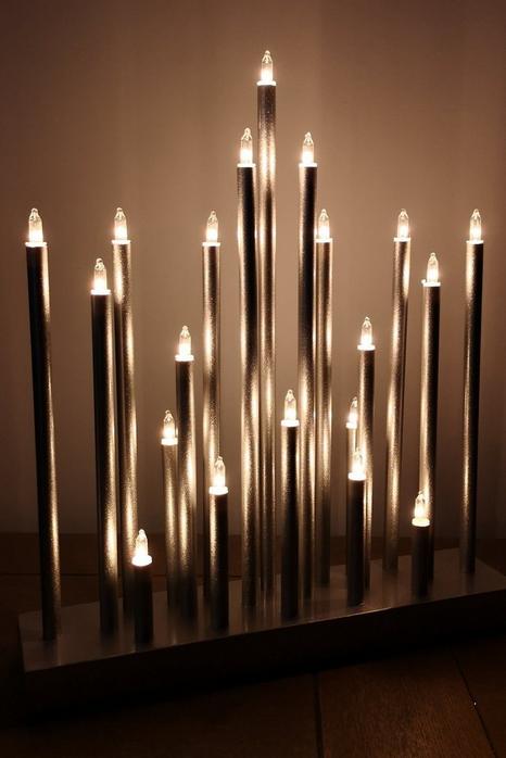 33cm Premier Christmas Candle Bridge Star Shaped with 20 LEDs In Silver Mains Power 