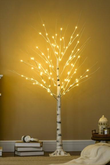 5ft Artificial White Birch Tree with 96 Light for Indoor Covered