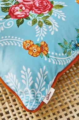 Reversible Velvet Vintage Floral Print Filled Cushion