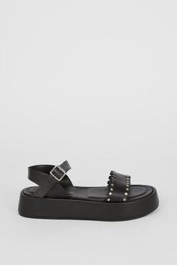 Leather Scallop Flatform Sandals