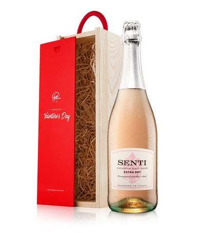 Single Rose Prosecco in Wooden Gift Box