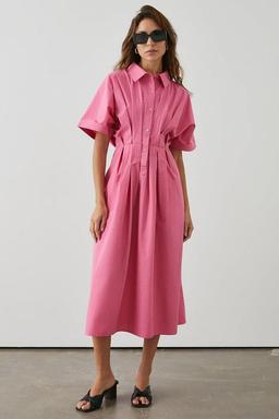 Pink Shirt Midi Dress