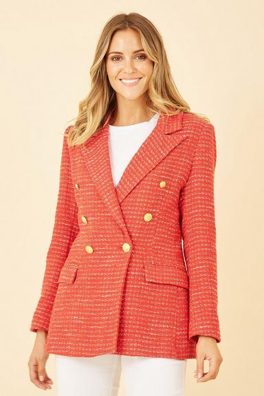 Red Boucle Fitted Blazer