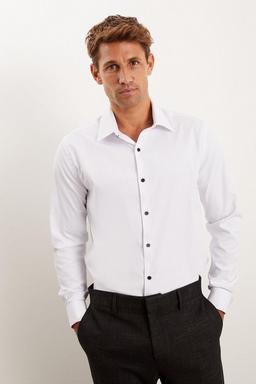 White Slim Fit Double Cuff Dinner Shirt