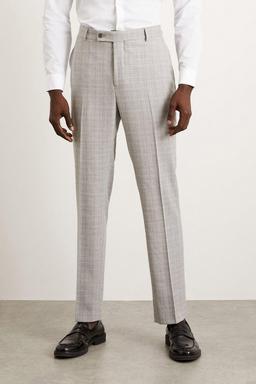 Regular Fit Grey Check Smart Trousers