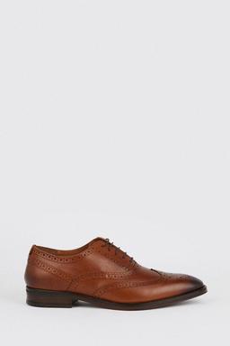 Tan Leather Smart Oxford Brogue Shoes