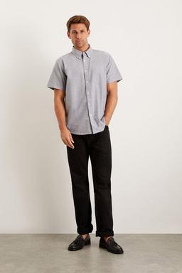Charcoal Short Sleeve Plus And Tall Oxford Shirt