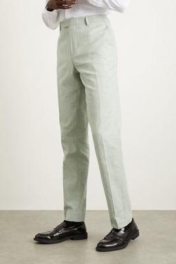 Slim Fit Khaki Linen Suit Trousers