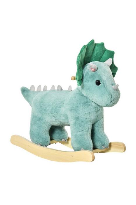 Kid Plush Ride-On Rocking Horse Triceratops Toy Rocker with Sound