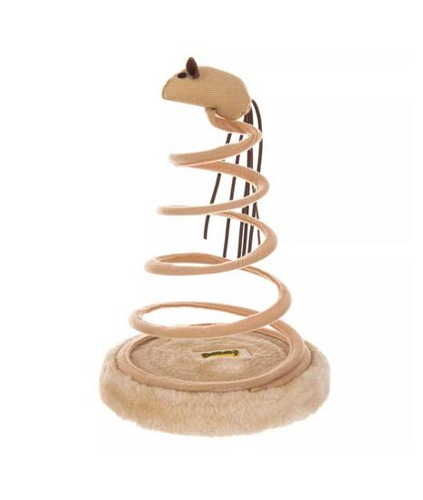 Cat Spiral Springing Elastic Play Toy with Mouse Top
