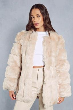 Oversized Luxe Panelled Faux Fur Coat