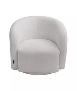 Netural Bouclé Tub Accent Chair with Swivel Base