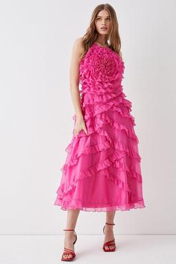 Rose Ruffle Midi Dress