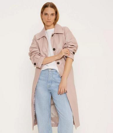 Classic Longline Faux Leather Trench Coat