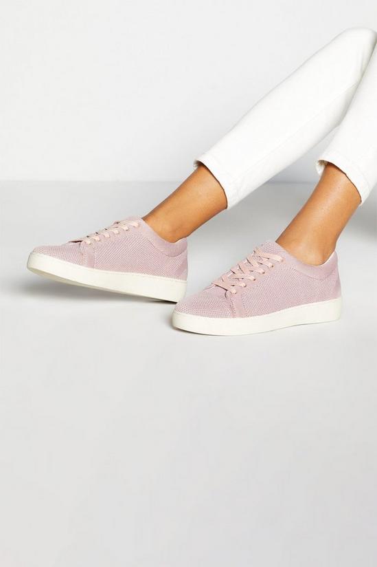 Faith Pink Sparkle Kembo Lace Up Trainers 1