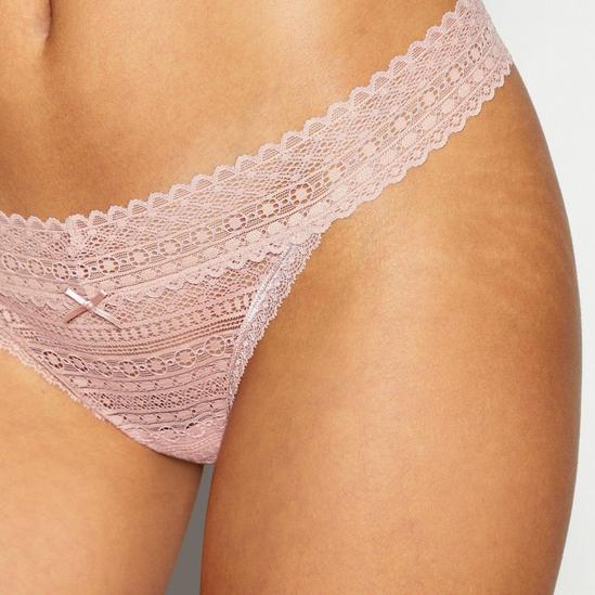 Debenhams Light Pink Geometric Lace Thong 2