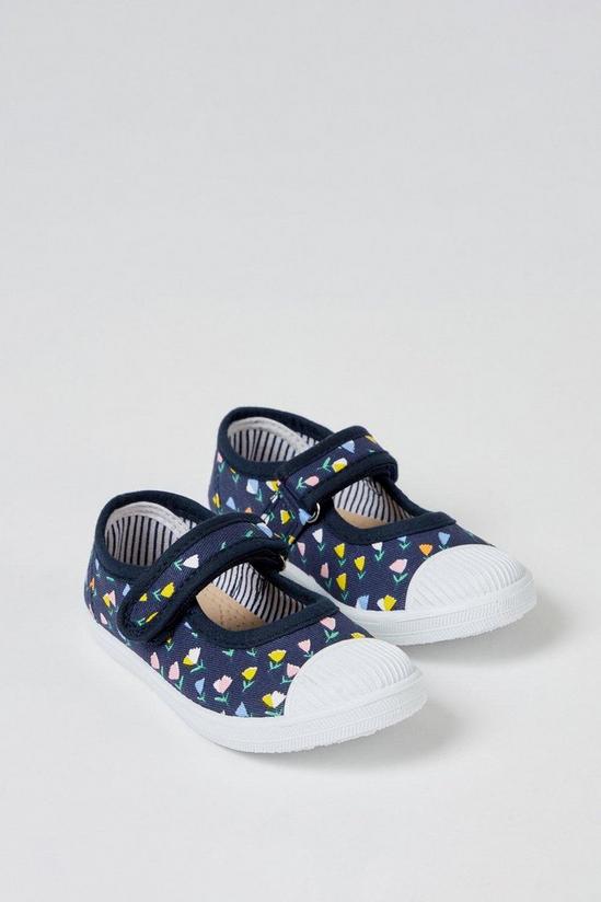 Blue Zoo Girls Navy Canvas Mary Jane Shoes 2