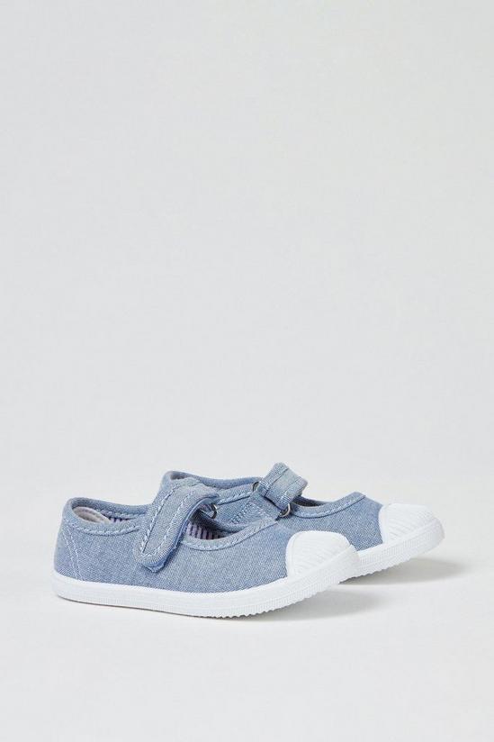 Blue Zoo Girls Blue Canvas Mary Jane Shoes 2