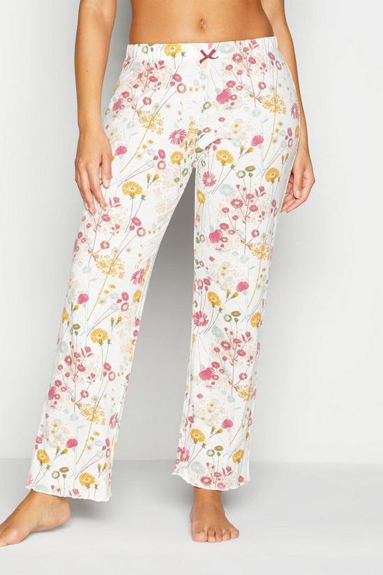 Debenhams White Floral Print Cotton Pyjama Trousers 1