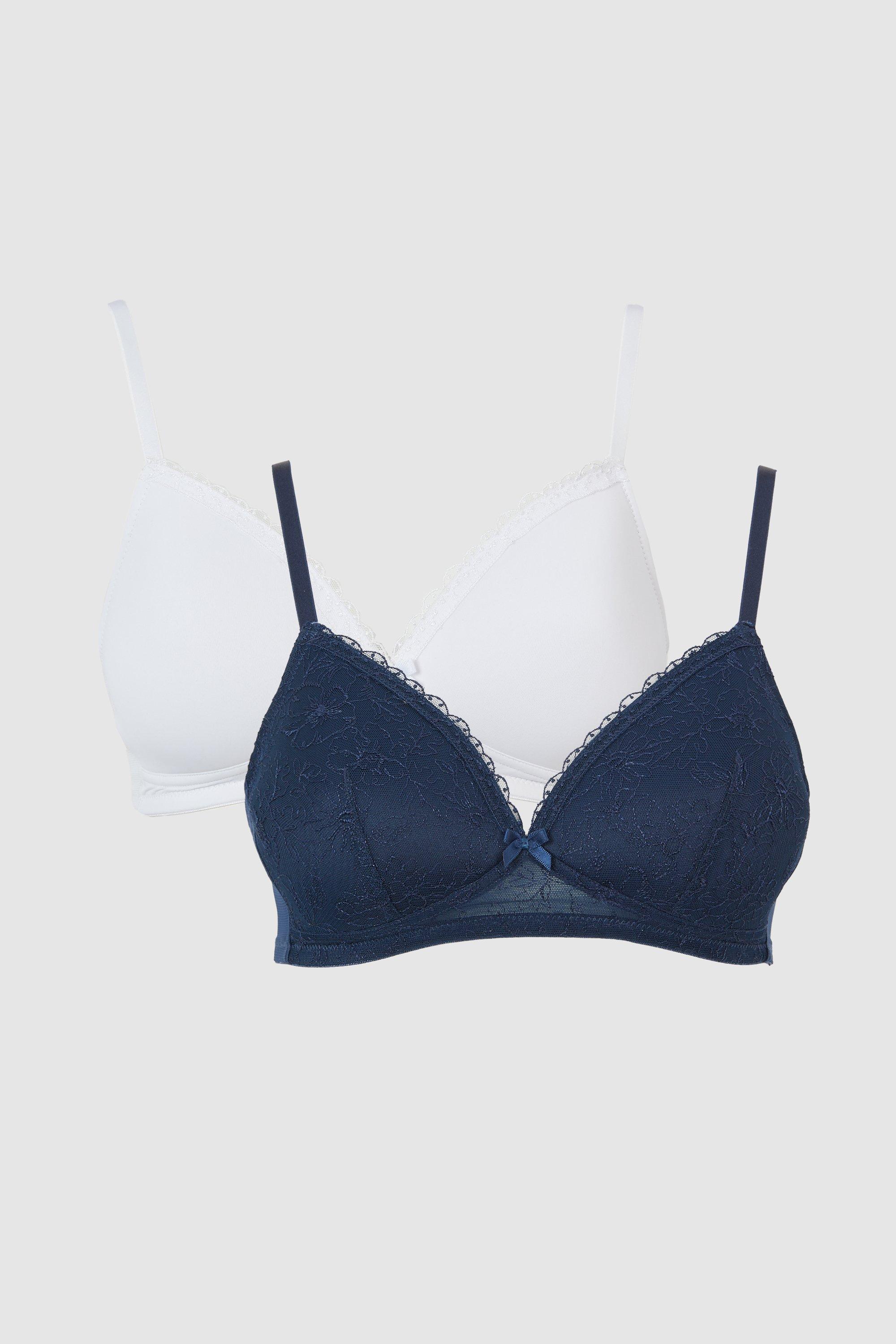 Debenhams Pack of two navy and white embroidered non padded bras