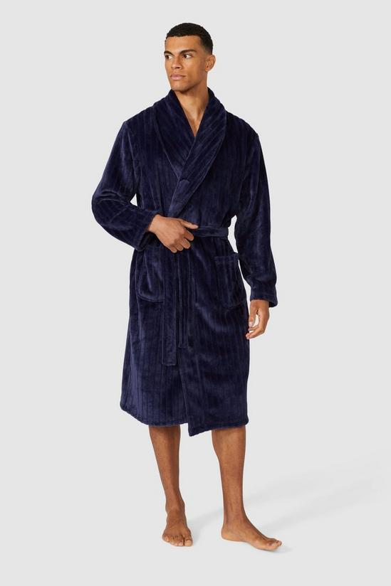 Debenhams Debenhams Textured Tonal Stripe Fleece Gown 1