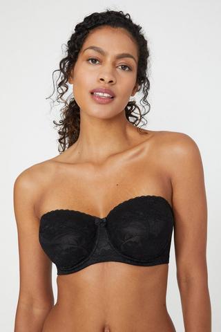 Women's Lace Tube Strapless Padded Bra (Free Size, 28B to 34B) (Free, White  and Black)Lace
