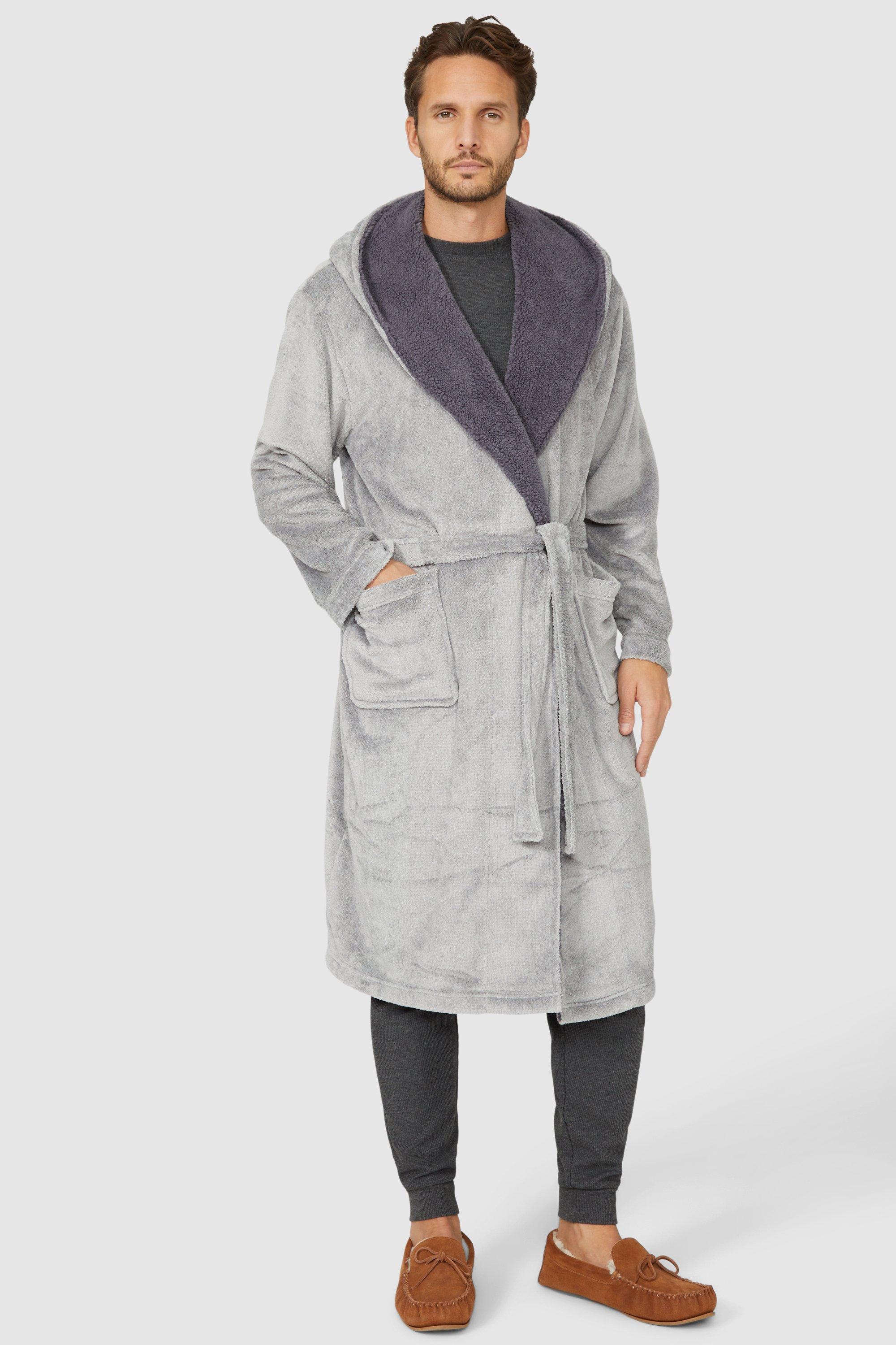 Two Tone Contrast Hooded Fleece Gown