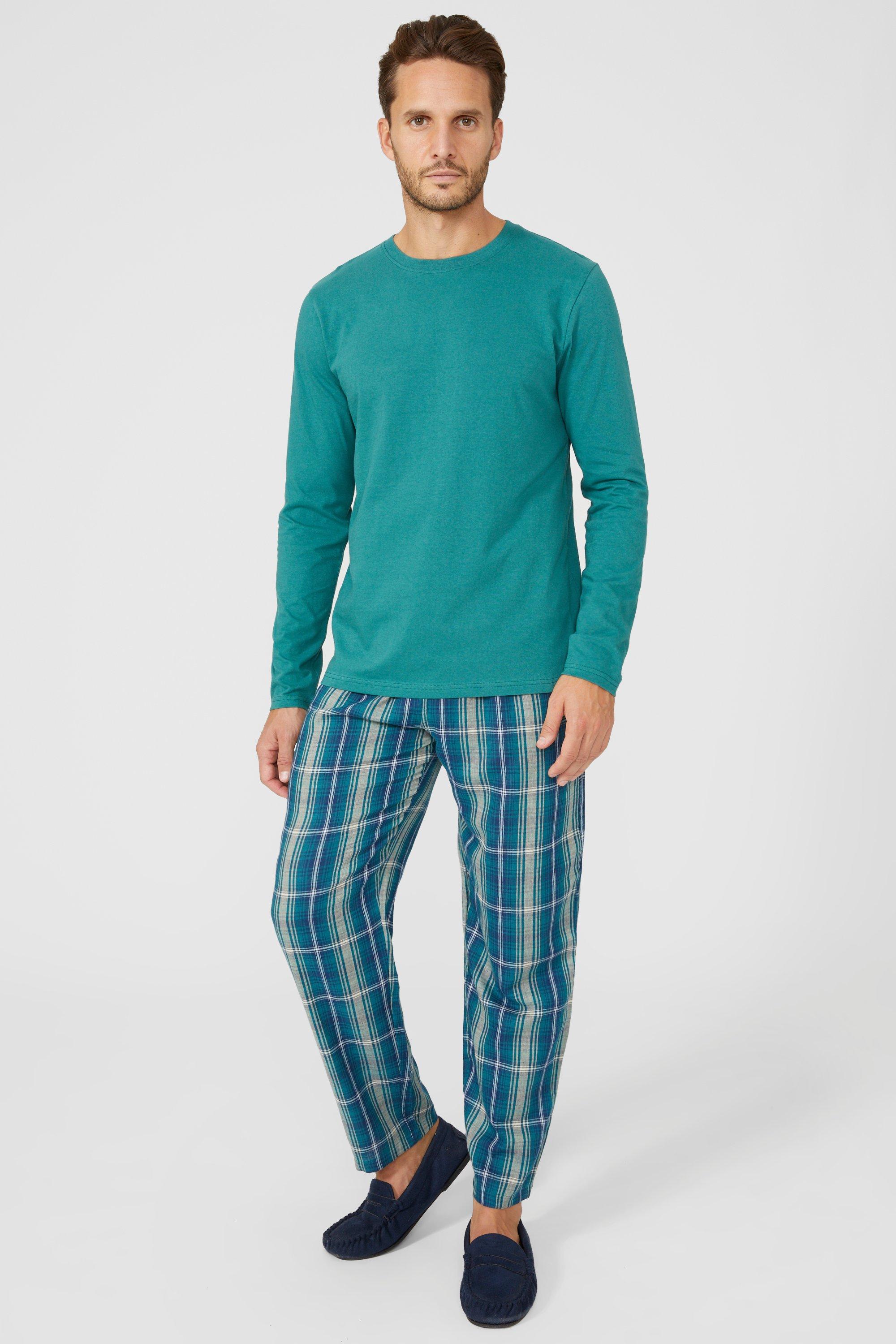 Long Sleeve Crew Neck Tee And Check Pant Set