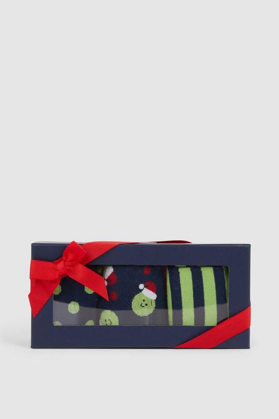 Debenhams 3 Pack Sprout & Santa Socks In Gift Box 1