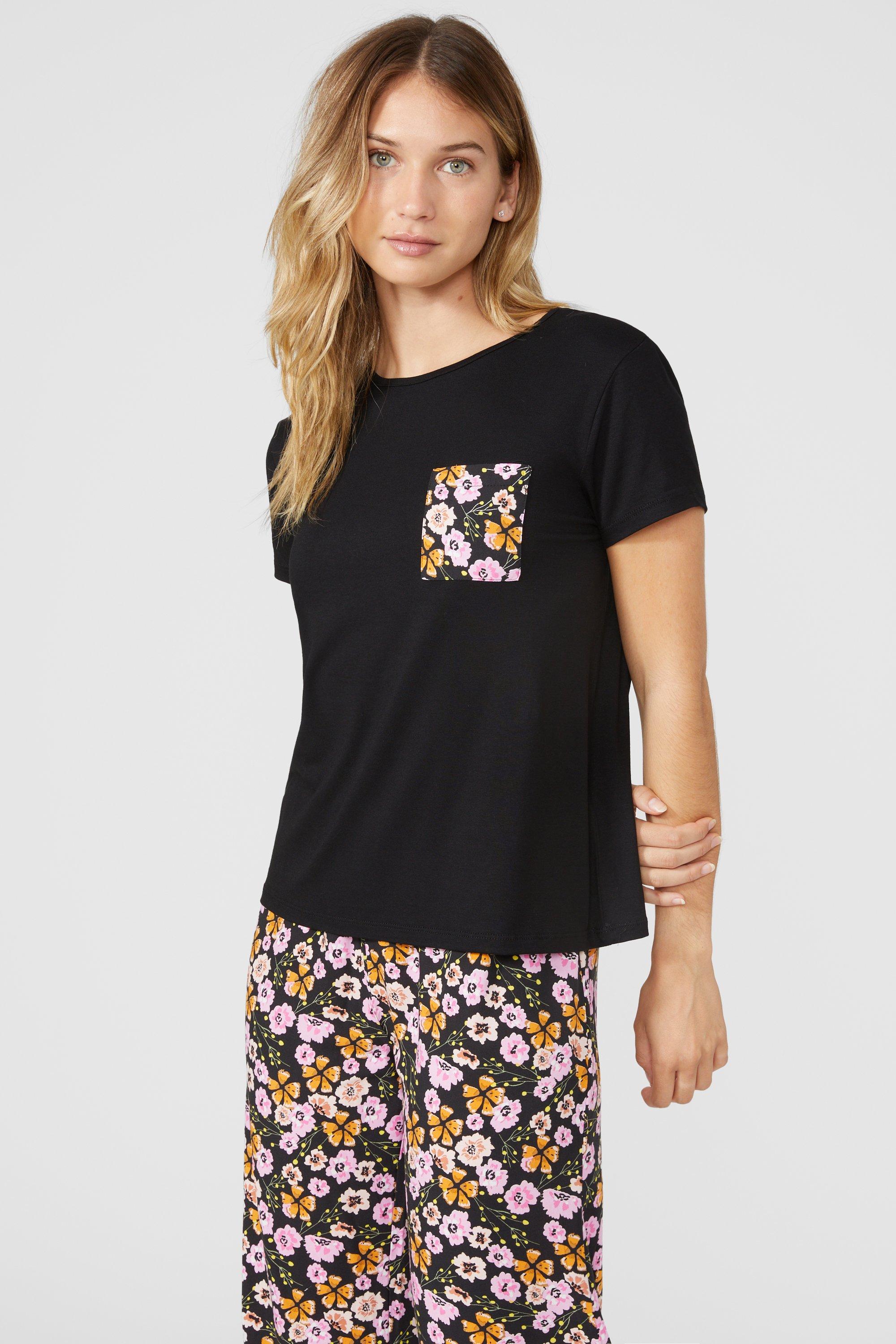 Autumn Meadow Short Sleeve Jersey Top With Printed Pocket