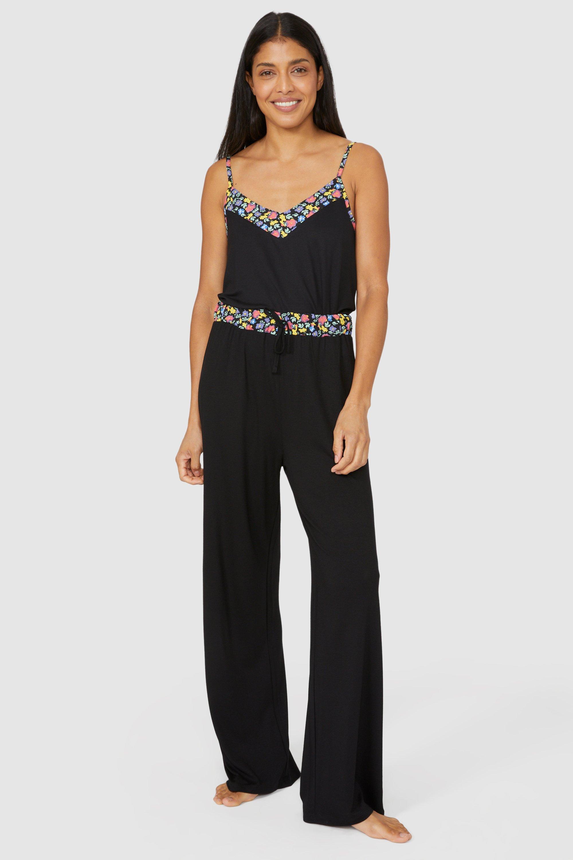 Bold Daisy Jersey Straight Pant With Woven Waist Band