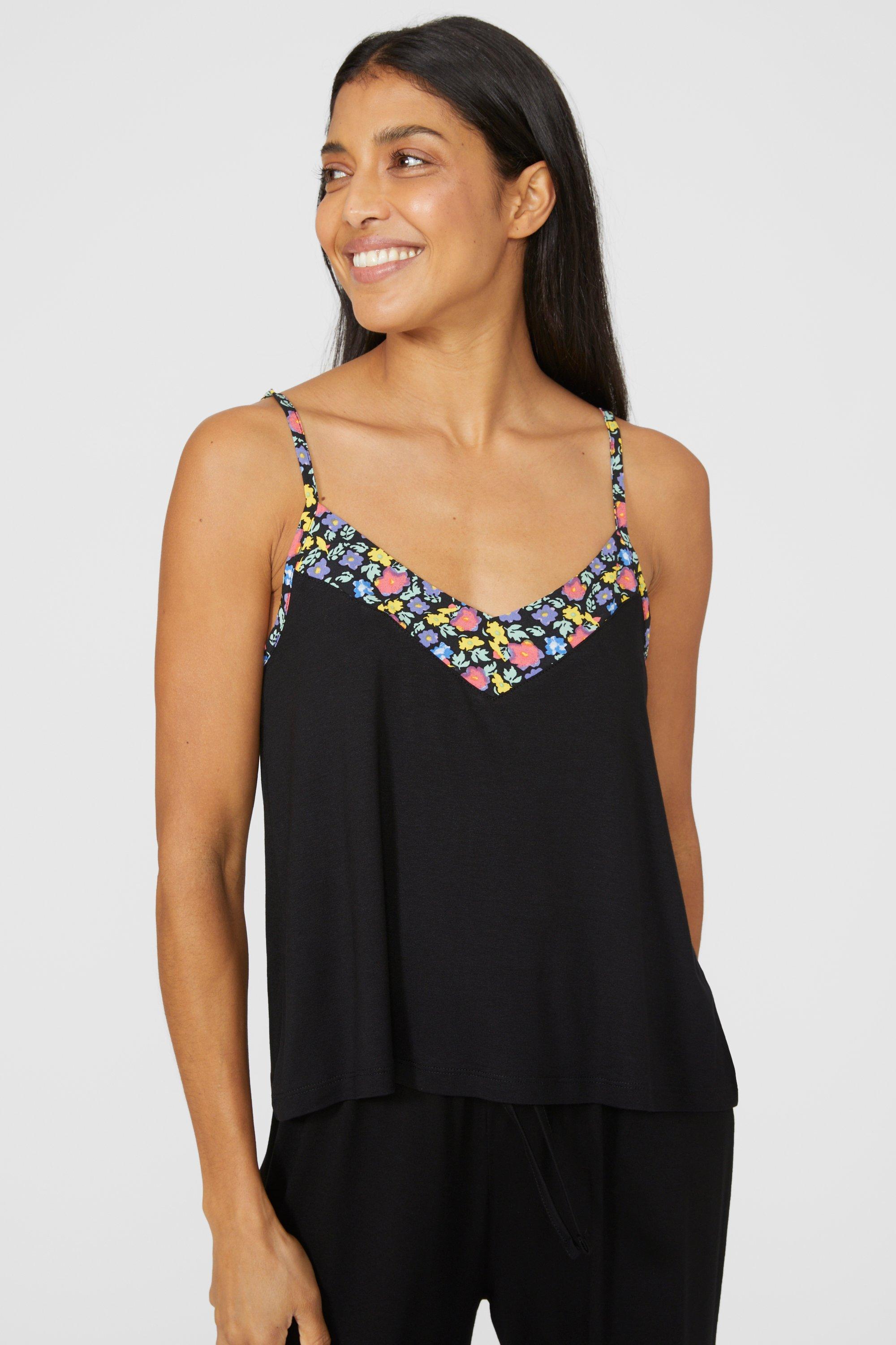 Bold Daisy Cami Top With Printed Panel