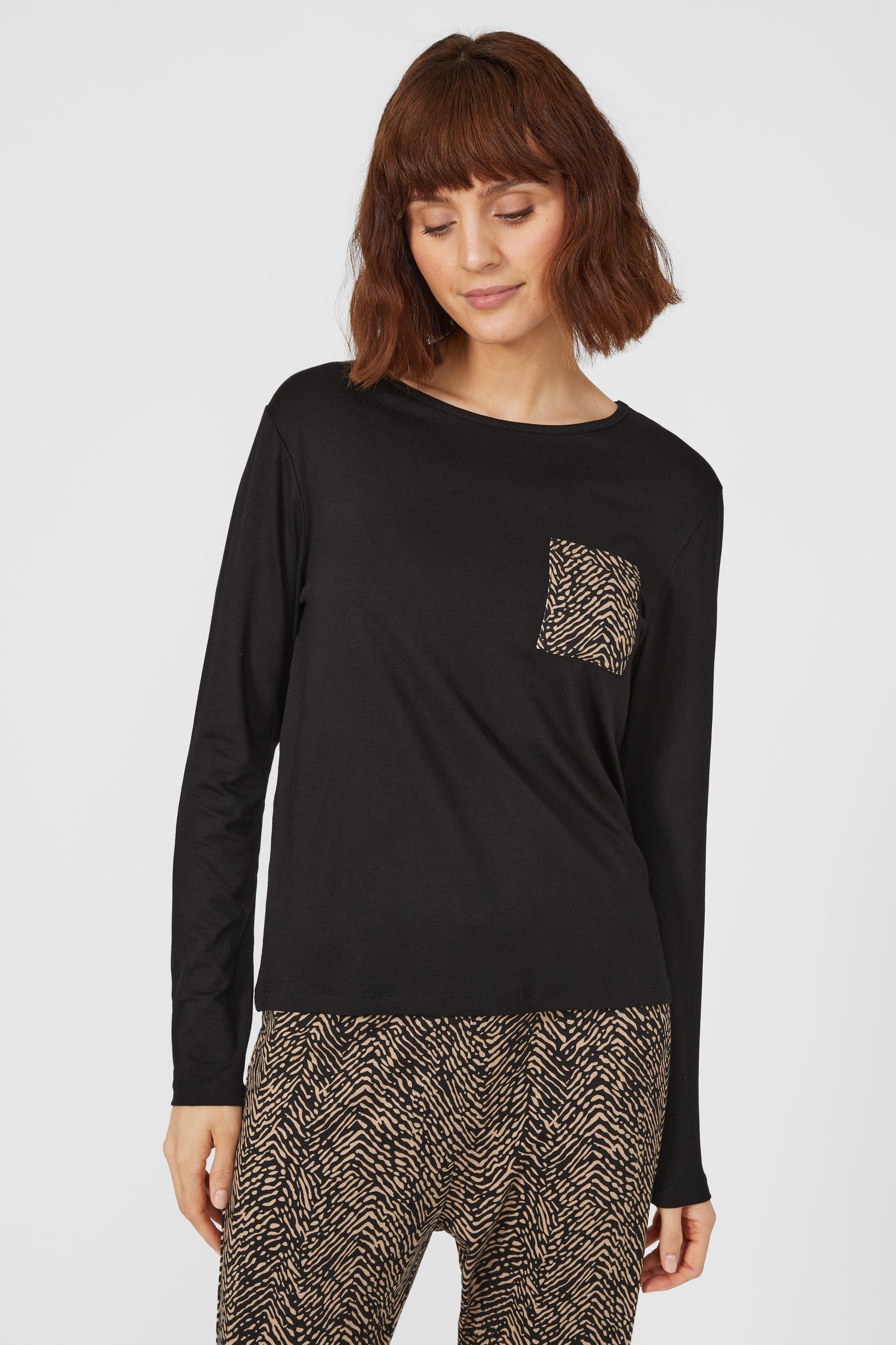 Animal Long Sleeve Jersey Top With Printed Pocket