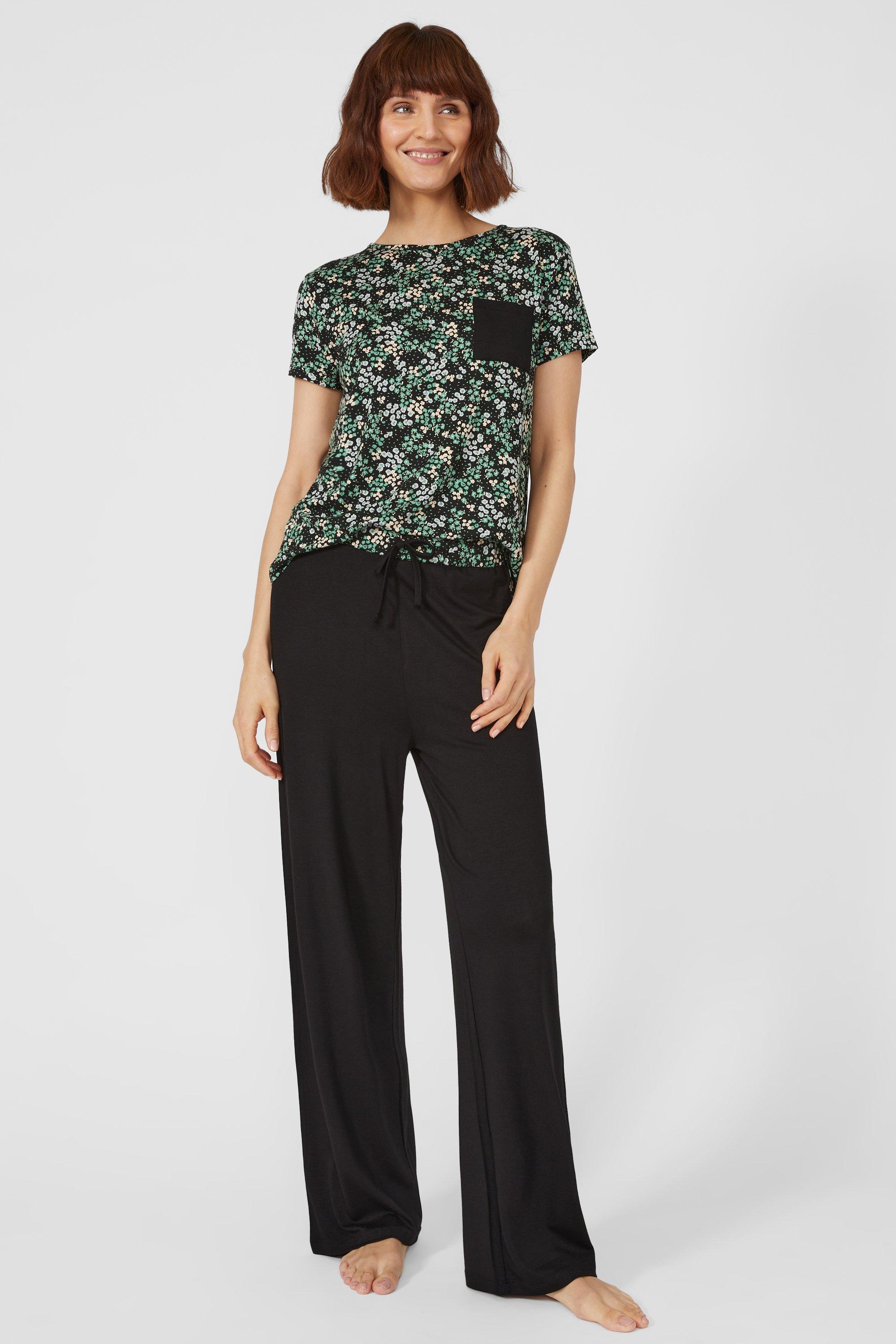 Plain Jersey Straight Pant With Print Waist Band