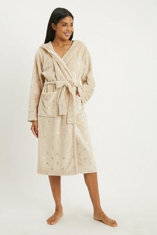 Women's Plush Cable Fleece Robe in Plum