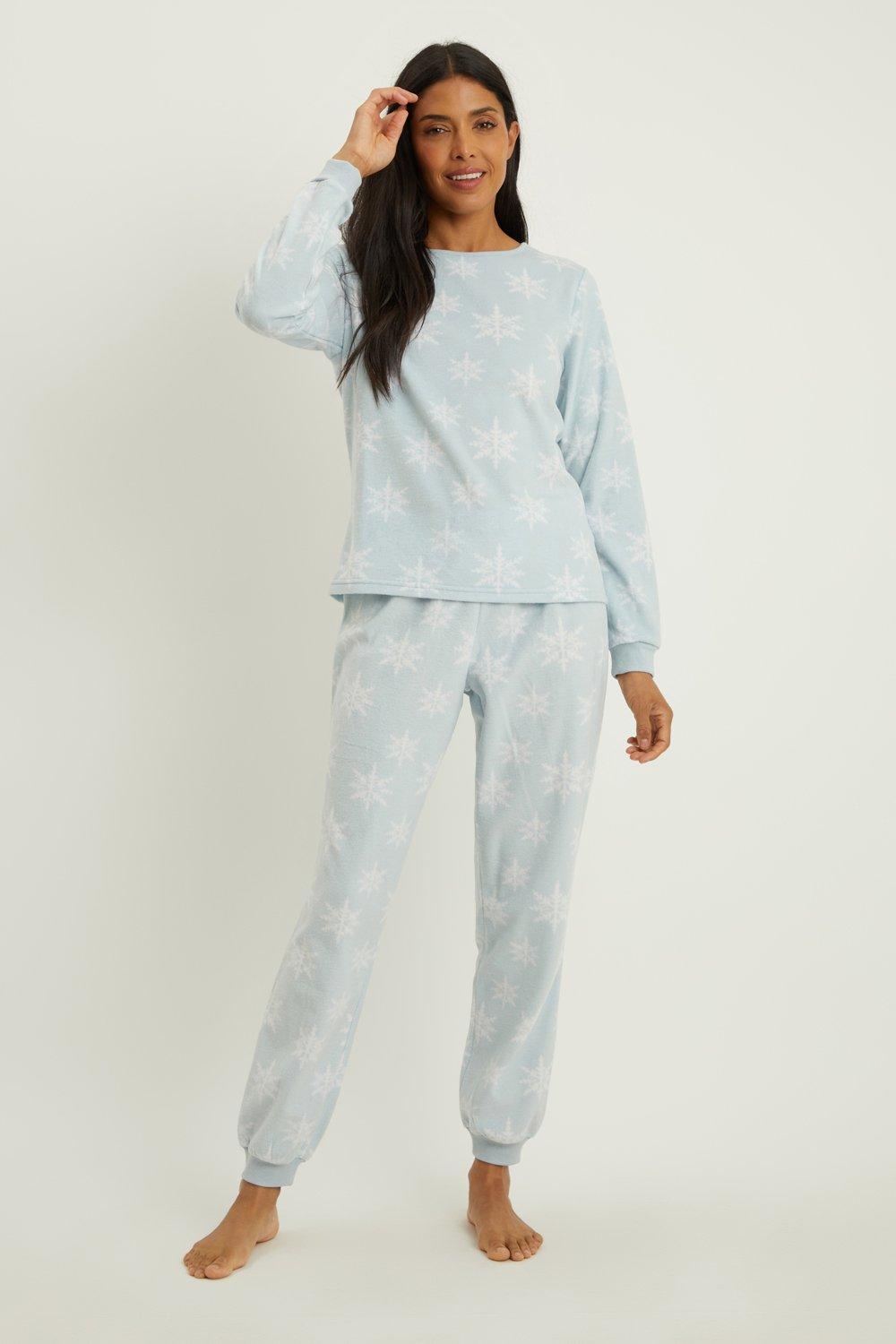 Fleece pyjama bottoms - Grey/Snowflake - Ladies