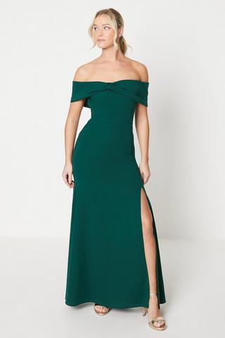 Product Debut London by Coast Twist Bardot Scuba Crepe bridesmaids Dress emerald
