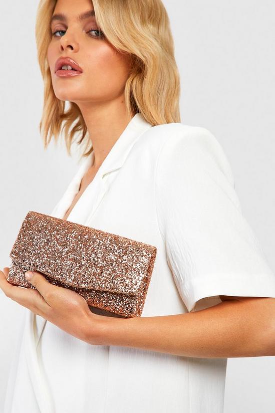 boohoo Structured Glitter Envelope Clutch Bag With Chain 1