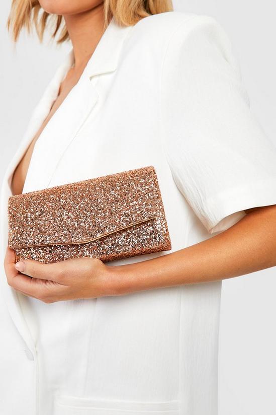 boohoo Structured Glitter Envelope Clutch Bag With Chain 2