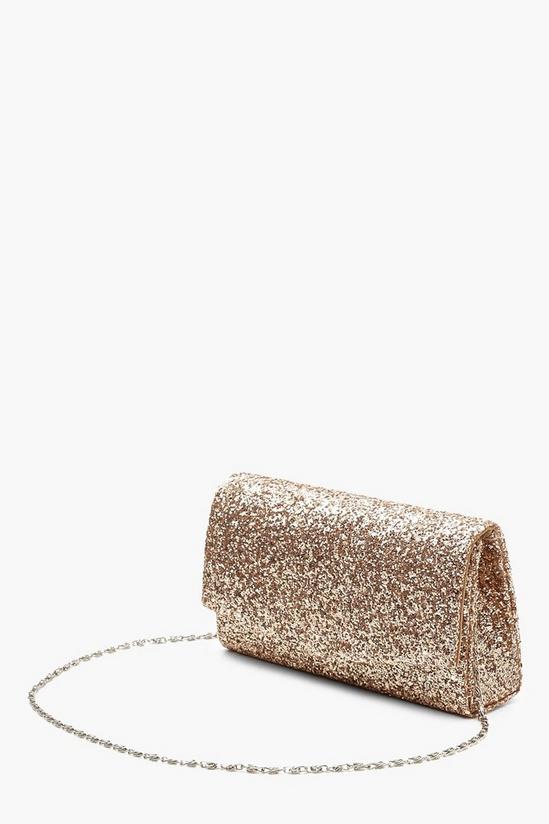 boohoo Structured Glitter Envelope Clutch Bag With Chain 3