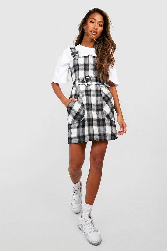 boohoo Checked Buckle Detail Pinafore Dress 1