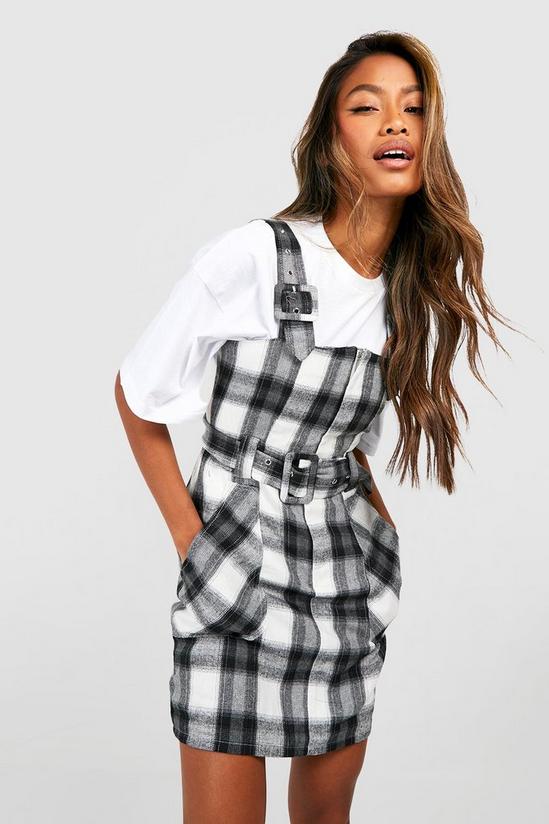 boohoo Checked Buckle Detail Pinafore Dress 3